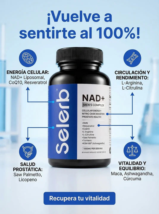 NAD Mens Complex Energía Rendimiento y Vitalidad Masculina 60 Cápsulas