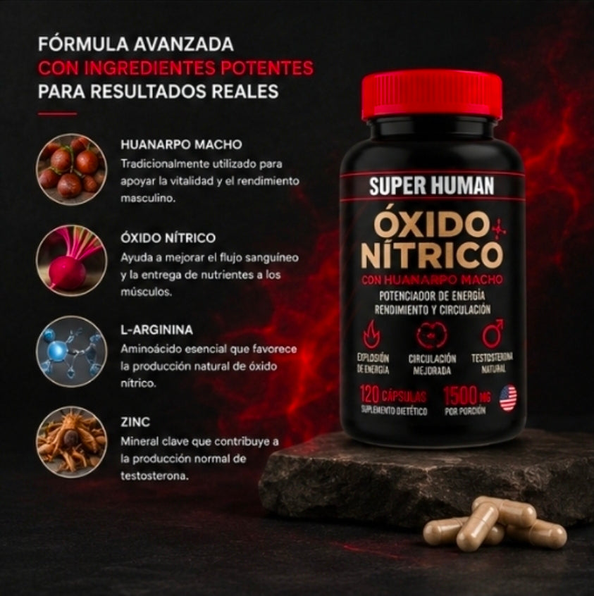 Óxido Nítrico Super Human - 120 Cápsulas