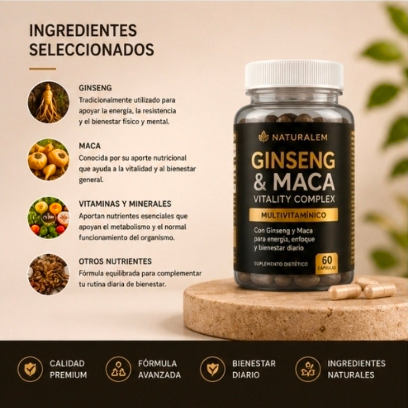 Ginseng + Maca Vitality Complex – 60 Cápsulas