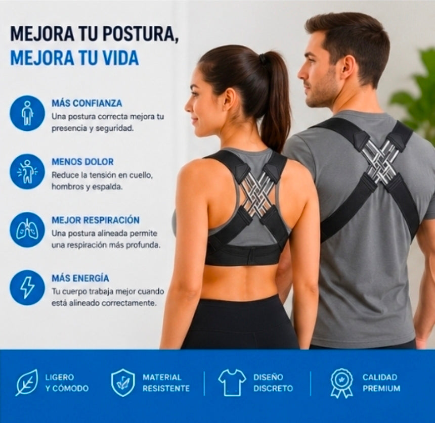 Corrector de Postura Ergonómico Ajustable – Soporte de Espalda y Clavícula para Hombres y Mujeres