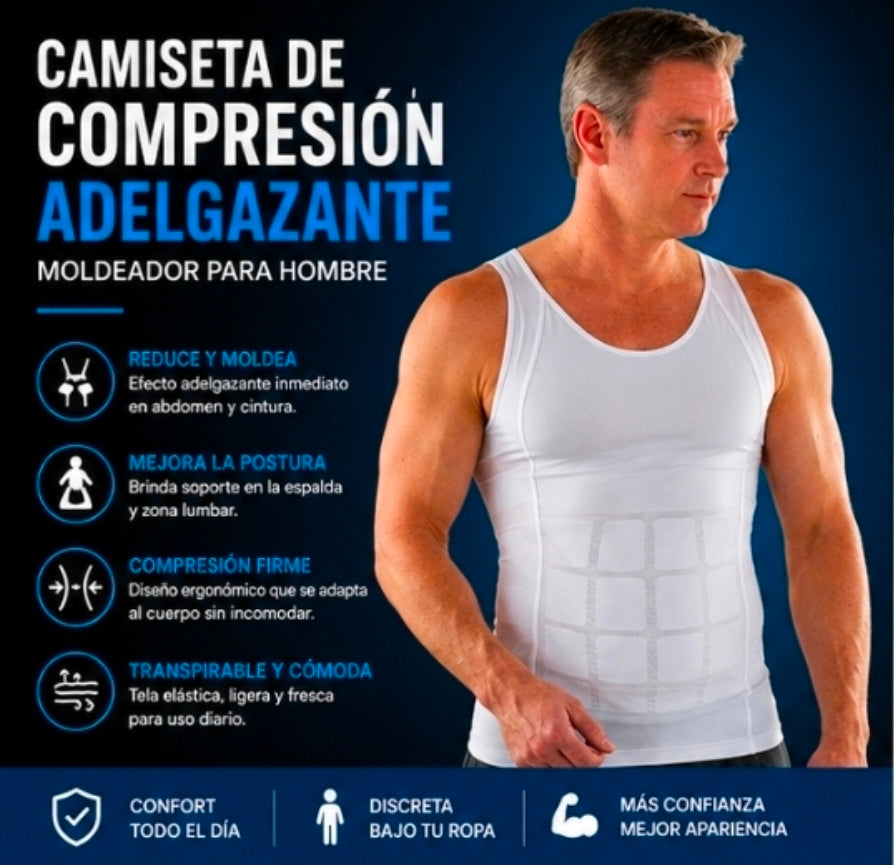 Camiseta Moldeadora de Compresión para Hombre – Slim Fit Adelgazante y Corrector Postural