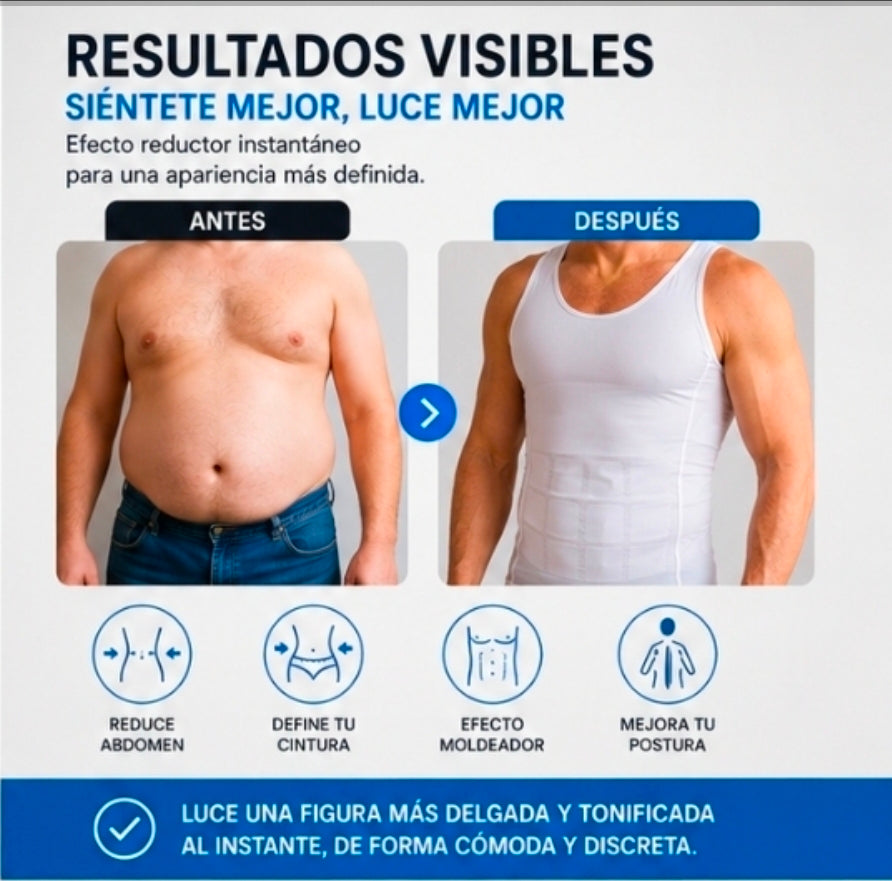 Camiseta Moldeadora de Compresión para Hombre – Slim Fit Adelgazante y Corrector Postural