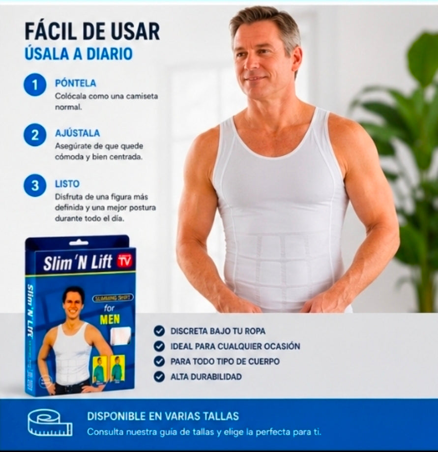 Camiseta Moldeadora de Compresión para Hombre – Slim Fit Adelgazante y Corrector Postural