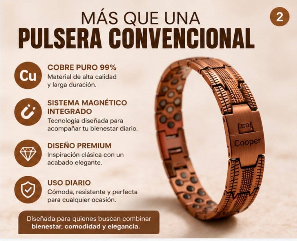 Pulsera Magnética de Cobre Cooper Premium