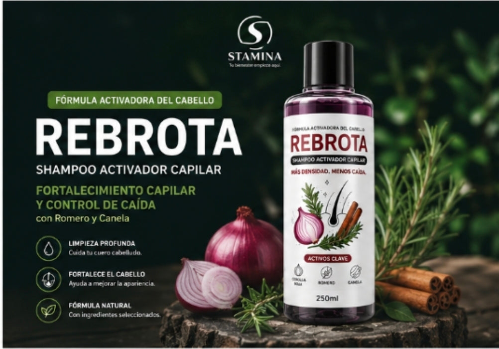 Shampoo Rebrota – Fortalecimiento Capilar con Cebolla, Romero y Canela